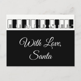 God jul Piano Keyes Typography Black White Helg Vykort