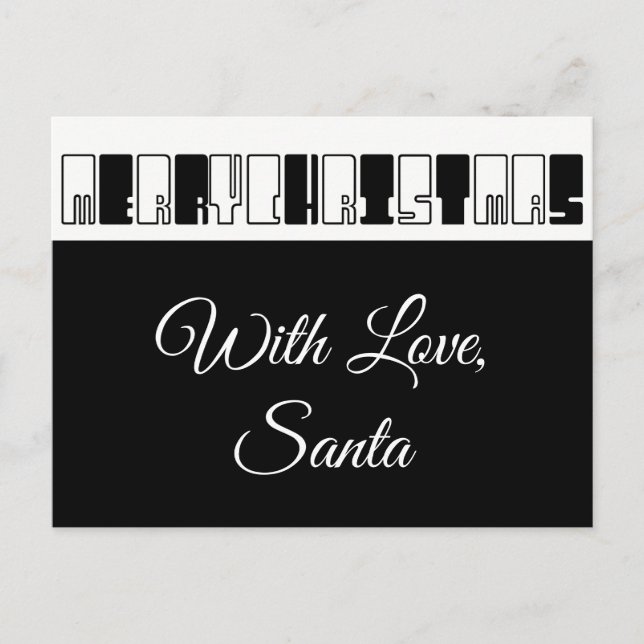 God jul Piano Keyes Typography Black White Helg Vykort (Framsida)