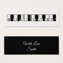 God jul Piano Nycklar Typography Black White Litet Visitkort