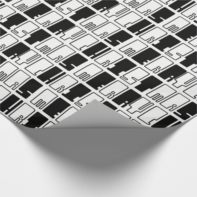 God jul Piano Nycklar Typography Black White Presentpapper (Hörn)