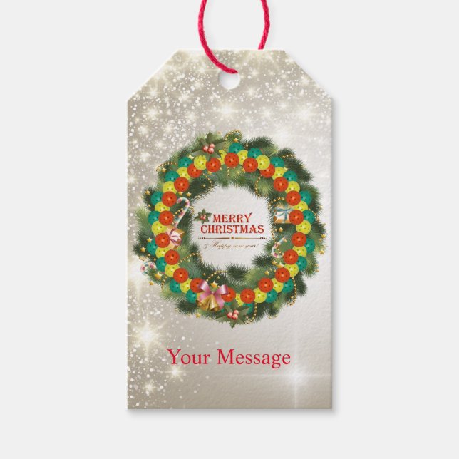 God jul Pickleball 1-alternativ - Märkre Presentetikett (Framsidan)