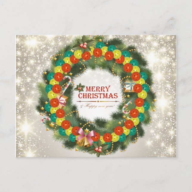 God jul Pickleball 1 vykort (Framsida)