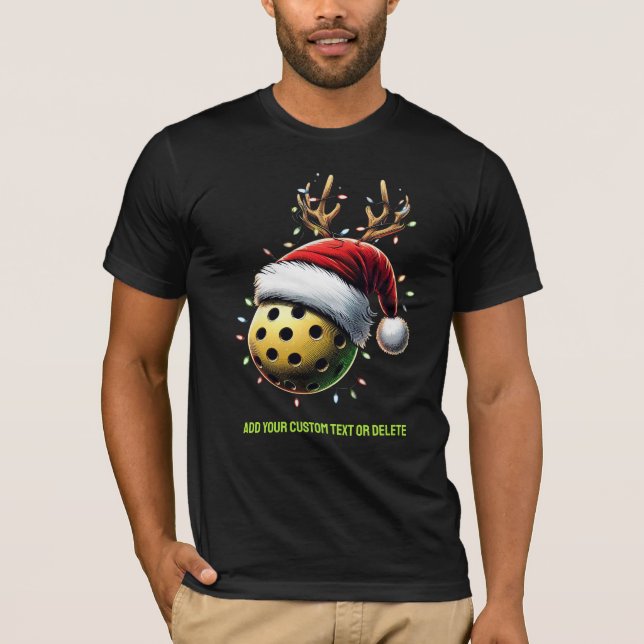 God jul Pickleball Elf Santa Pickleballer T Shirt (Framsida)