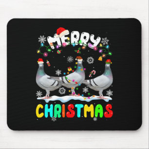 God jul Pigeon Älskare Santa Hat Julafton Ljus Musmatta