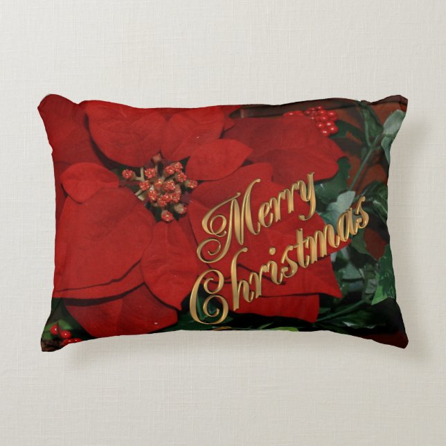 God jul Pillow poinsettias Prydnadskudde (Framsidan)