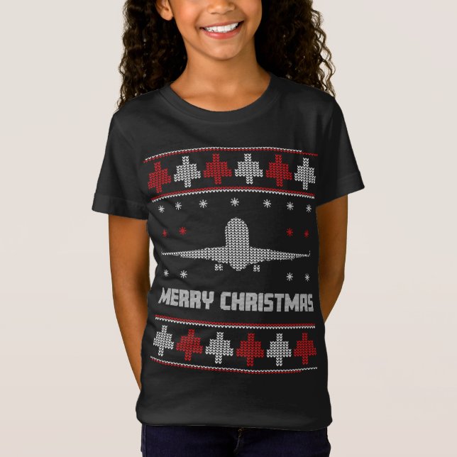 God jul Pilots Aviation Ugly Sweater T Shirt (Framsida)