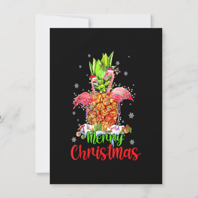 God jul Pineapple Flamingo Funny Julafton Inbjudningar (Framsida)
