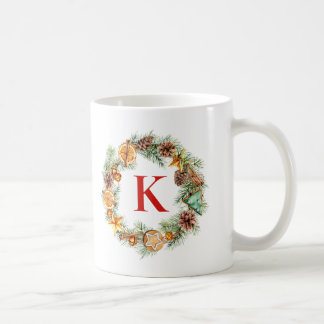 God jul, Pinecone och Evergreens Monogram Kaffemugg