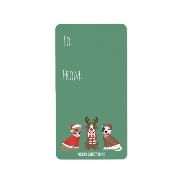 God jul Pit Bull Dogs Adressetikett (Framsidan)