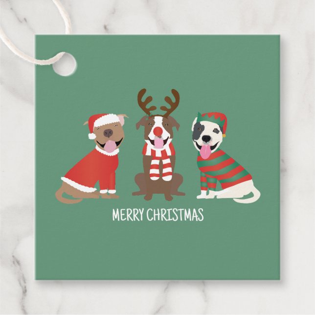 God jul Pit Bull Dogs Gåvor Etiketter (Framsida)