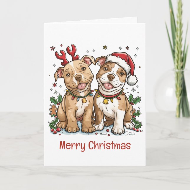 God jul Pit Bull Dogs Helgkort (Framsida)