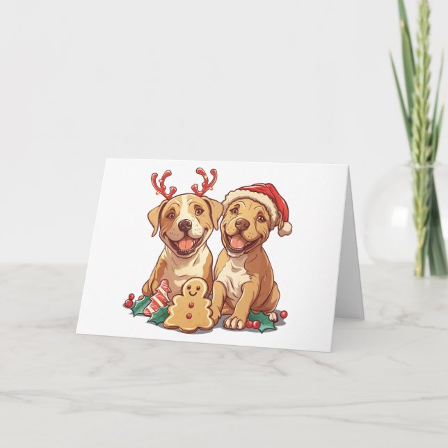 God jul Pit Bull Dogs Helgkort (Framsida)