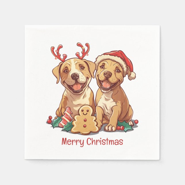 God jul Pit Bull Dogs Pappersservett (Framsidan)