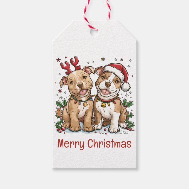 God jul Pit Bull Dogs Presentetikett (Framsidan)