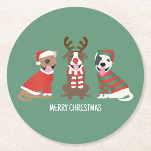 God jul Pit Bull Dogs Underlägg Papper Rund