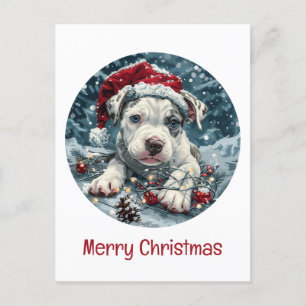God jul Pit Bull Santa Puppy Helg Vykort