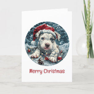 God jul Pit Bull Santa Puppy Helgkort