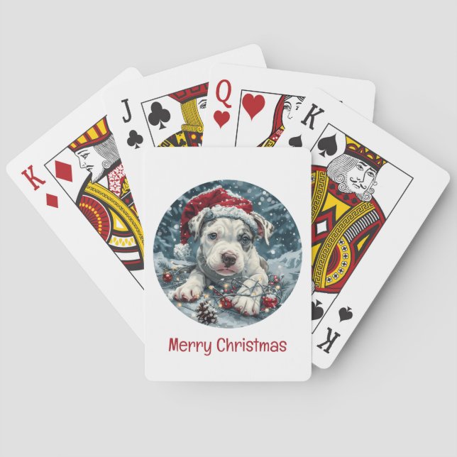 God Jul Pit Bull Santa Valp Casinokort (Baksidan)