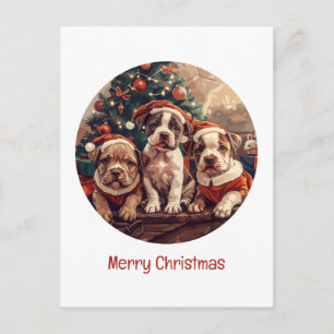 God Jul Pit Bull Valp Hundar Helg Vykort