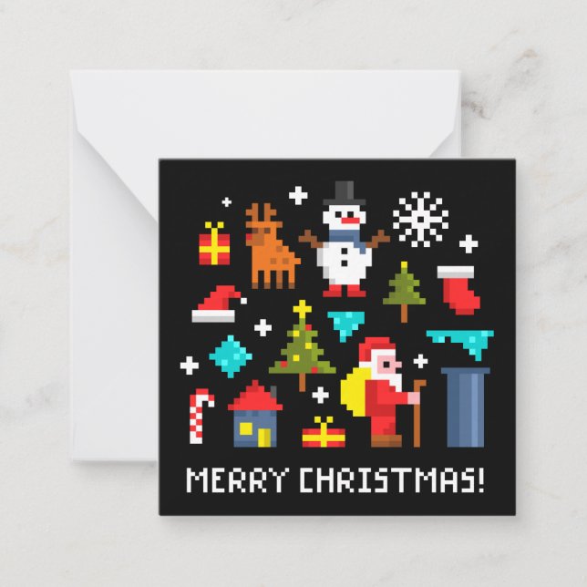 God jul pixeltecknade serier anteckningskort (Framsida)