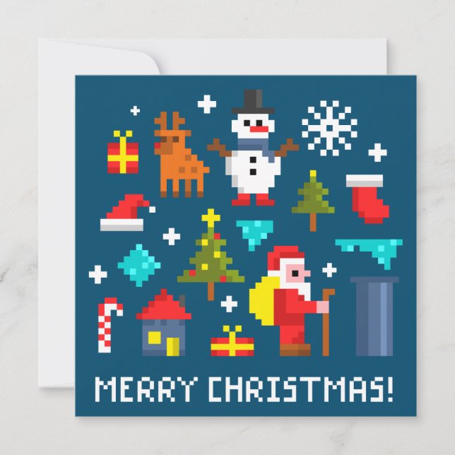 God jul pixeltecknade serier kort (Framsida)