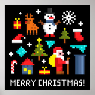 God jul-pixeltecknader poster