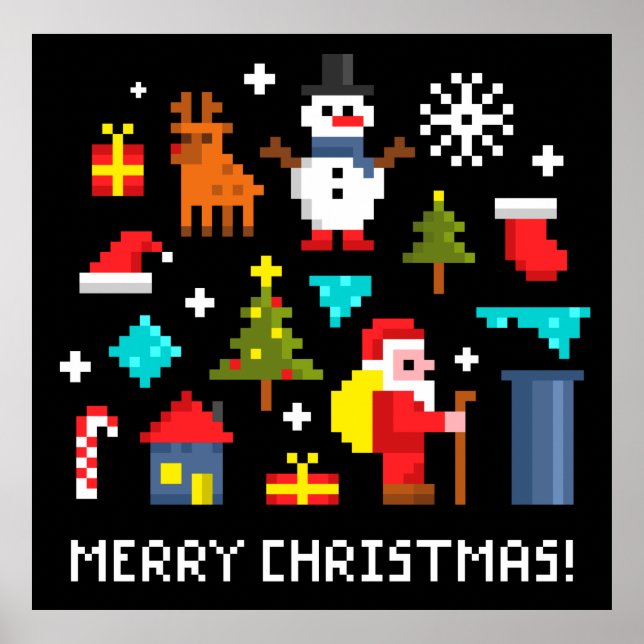 God jul-pixeltecknader poster (Framsidan)