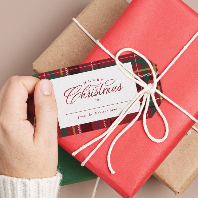God jul plaid elegant personlig helgdag presentetikett (Skapare uppladdad)