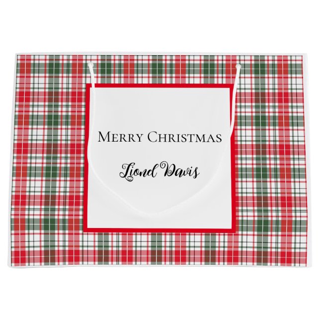 God Jul Plaid Rutmönster Röd, Vit, Grön  (Framsidan)