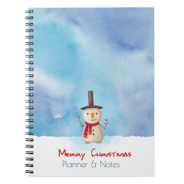 God jul Planner Snögubbe Wave and Smiling Anteckningsbok (Framsidan)