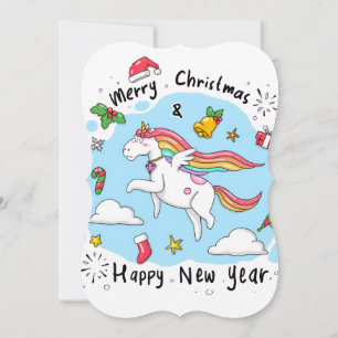 God Jul Platt Julkort Enhörning Kort