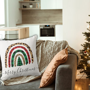 God jul Play och Leopard Skriv ut regnbåge Kudde