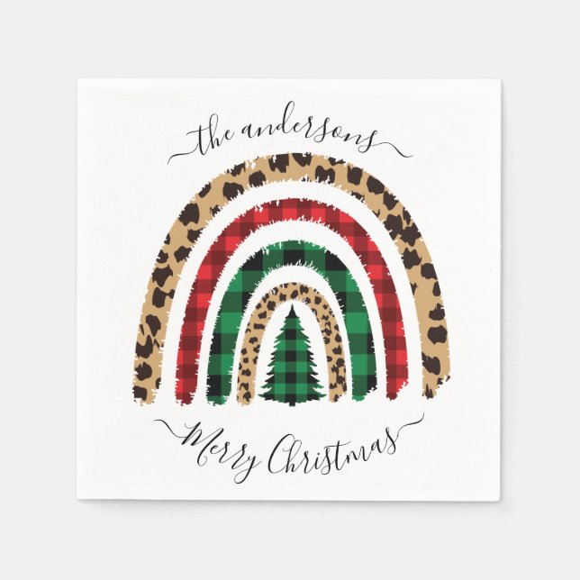 God jul Play och Leopard Skriv ut regnbåge Pappersservett (Framsidan)