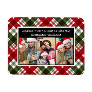 God jul Play Tartan Photo Collage Magnet