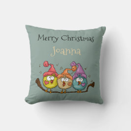 God jul Playfull Quirky Bird Choir Pillow Kudde