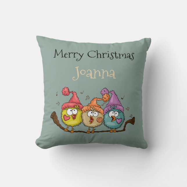 God jul Playfull Quirky Bird Choir Pillow Kudde (Framsida)