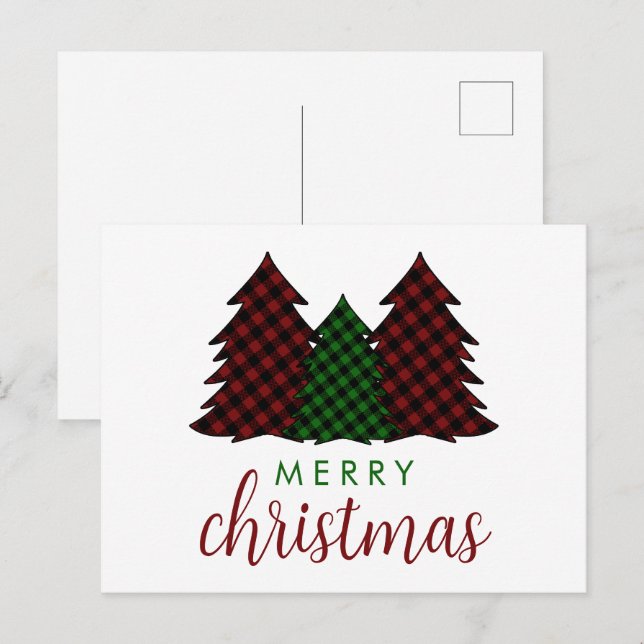 God jul PMönster Julgran Helg Vykort (Fram/baksida)