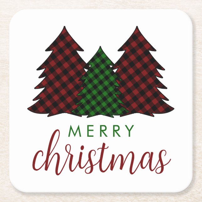 God jul PMönster Julgran Underlägg Papper Kvadrat (Framsidan)