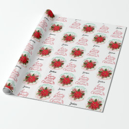 God jul Poinsettia anpassade namn Presentpapper