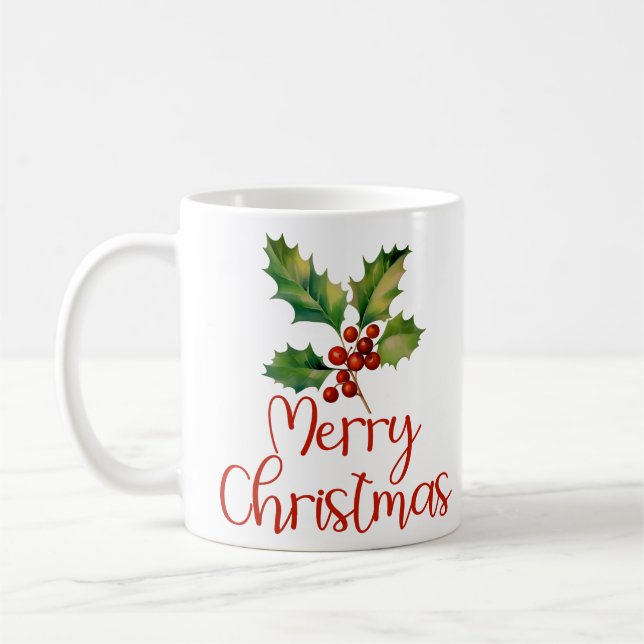 God jul, Poinsettia Berries Design Women Kaffemugg (Vänster)
