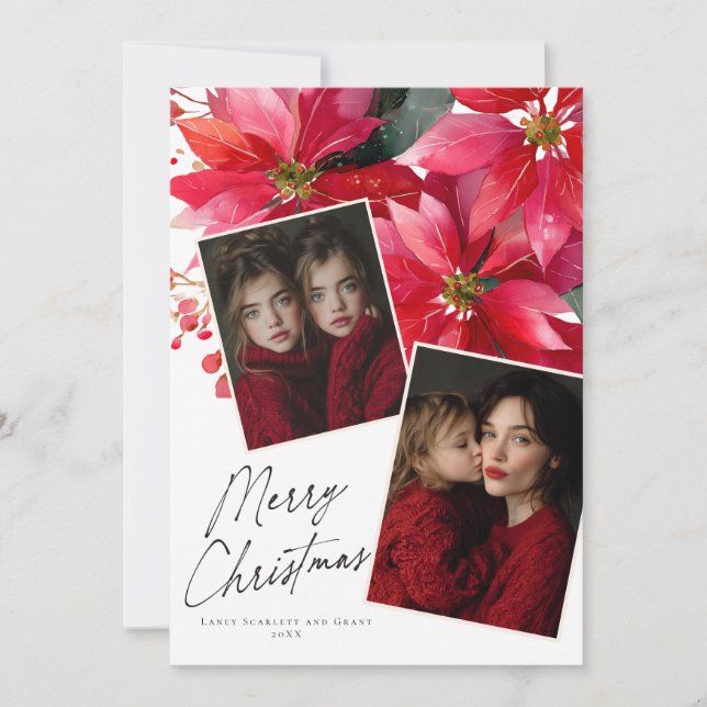 God jul Poinsettia Blomma Högtidskort Julkort (Framsida)