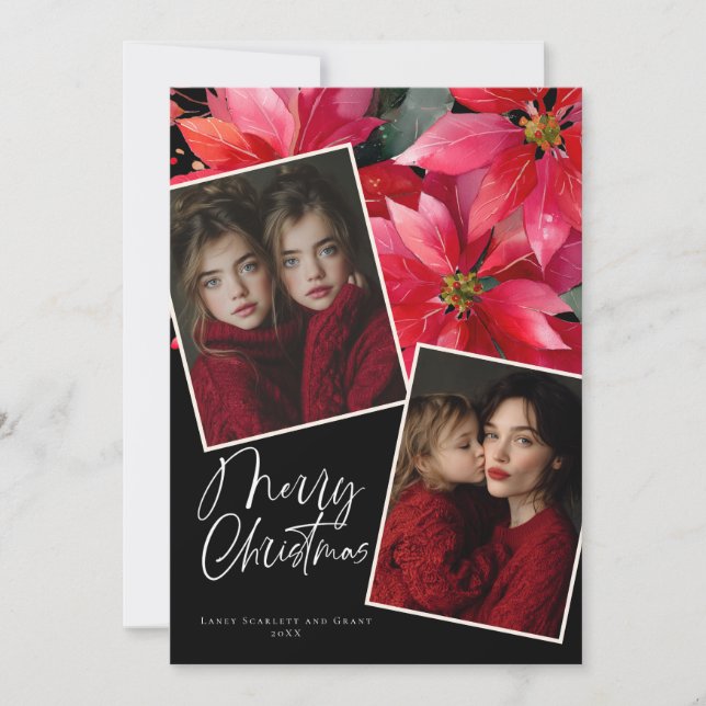 God jul Poinsettia Blomma Höstkort Julkort (Framsida)