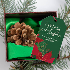 God jul Poinsettia Elegant Grönt Business Presentetikett