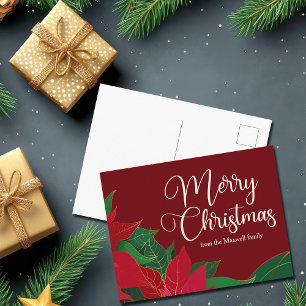 God jul Poinsettia Elegant Red Anpassningsbar Vykort