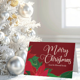 God jul Poinsettia Elegant Red Customized Kort