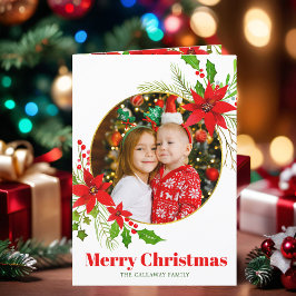 God jul Poinsettia Family Brev Photo Helgkort