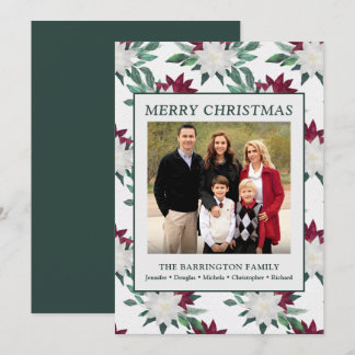 God jul Poinsettia Family Photo Flat Julkort