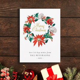 God jul Poinsettia Flowers-utandningskort Vykort