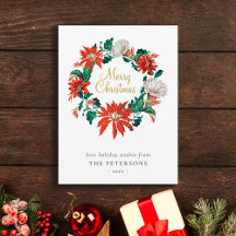 God jul Poinsettia Flowers-utandningskort
