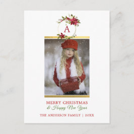 God jul Poinsettia Guld Monogram | PHOTO Helg Vykort